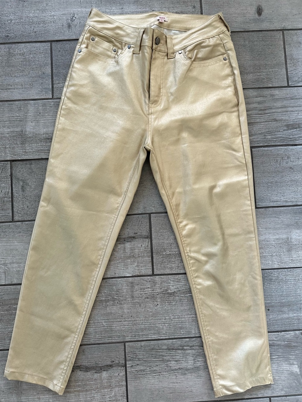 Reba Gold Metallic Skinny Jeans Size 10 Country Glam Western Statement Pants